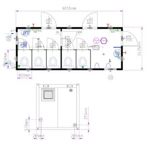 B+L Sanitärcontainer 20‘ WC Damen+Herren