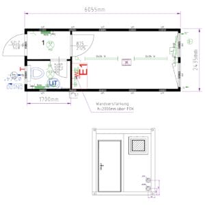 B+L Polier Container20’ mit Pantry & WC