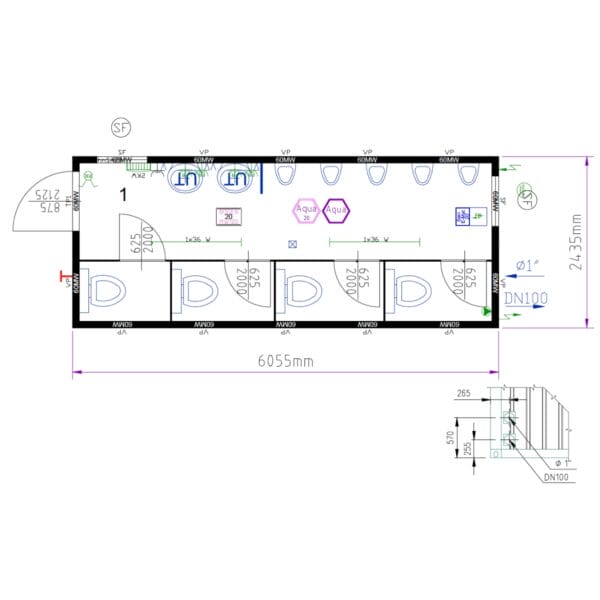 B+L Sanitärcontainer 20‘ WC Herren